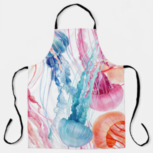 Watercolor Sea Life: Bubbles & Jellyfish Apron