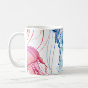 Watercolor Sea Life: Bubbles & Jellyfish Coffee Mug