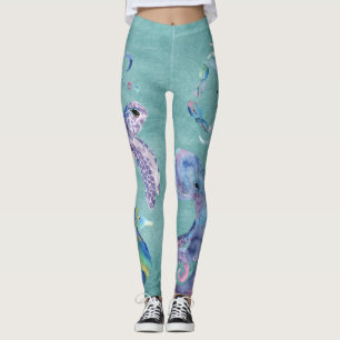 Watercolor Sea Life Leggings