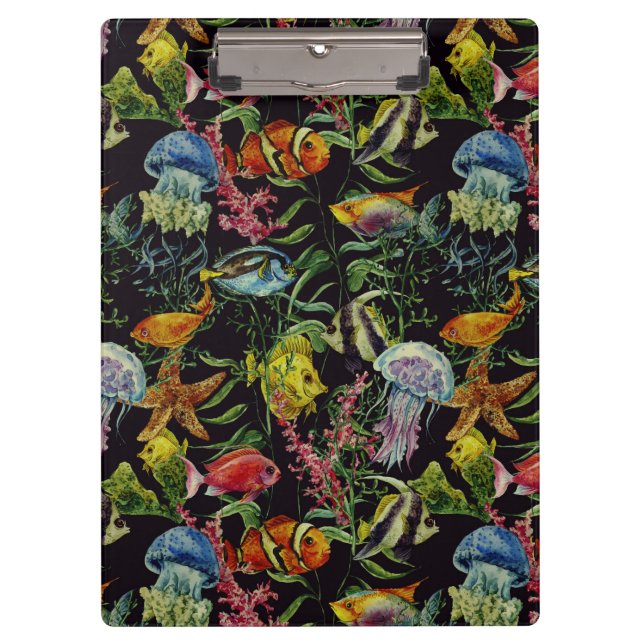 Watercolor Sea Life Pattern 1 Clipboard (Front)