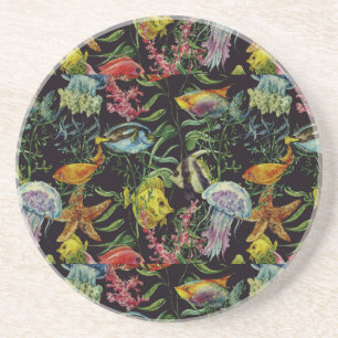 Watercolor Sea Life Pattern 1 Coaster