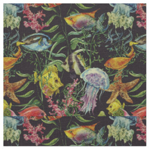 Watercolor Sea Life Pattern 1 Fabric