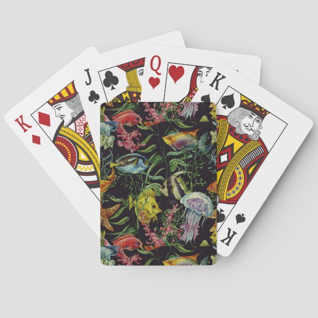 Watercolor Sea Life Pattern 1 Playing Cards (Back)
