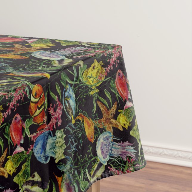Watercolor Sea Life Pattern 1 Tablecloth (In Situ)