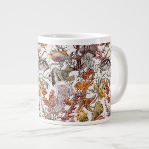 Watercolor Sea Life Pattern 2 Large Coffee Mug