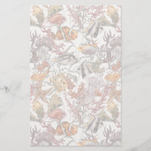 Watercolor Sea Life Pattern 2 Stationery