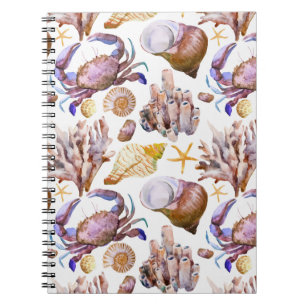 Watercolor Sea Life Pattern 4 Notebook