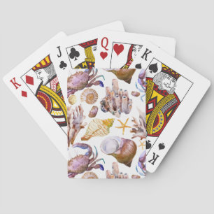 Watercolor Sea Life Pattern 4 Playing Cards