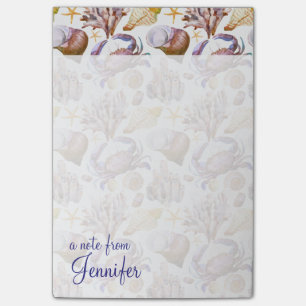 Watercolor Sea Life Pattern Add Your Name Post-it Notes