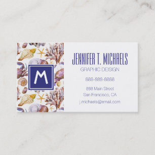 Watercolor Sea Life Pattern Business Card