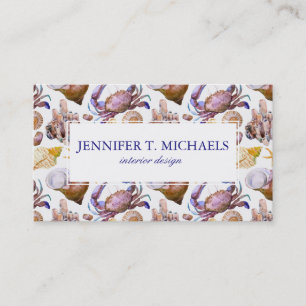 Watercolor Sea Life Pattern Business Card