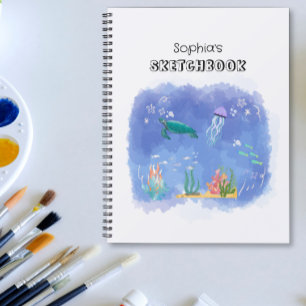 Watercolor Sea Life Personalised Sketchbook Notebook