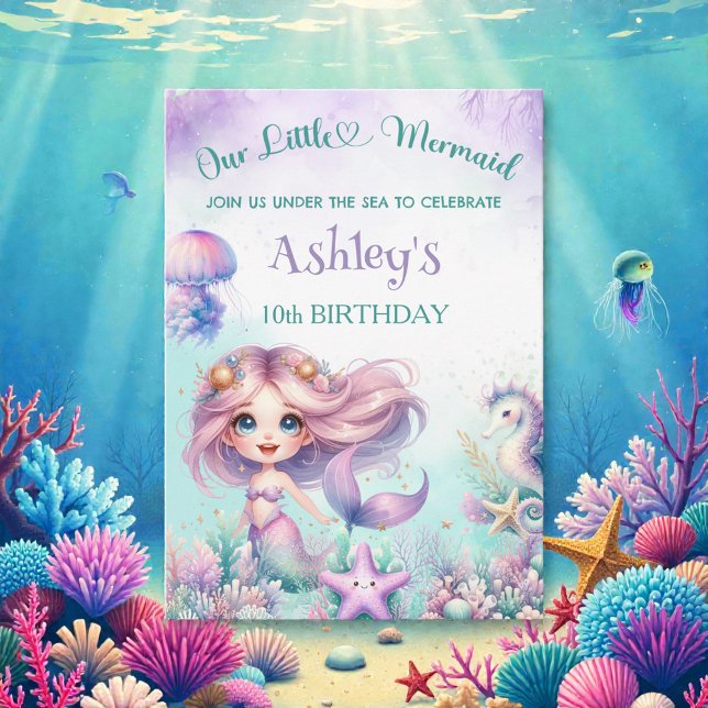 Watercolor Sea Mermaid Birthday  Invitation (Creator Uploaded)