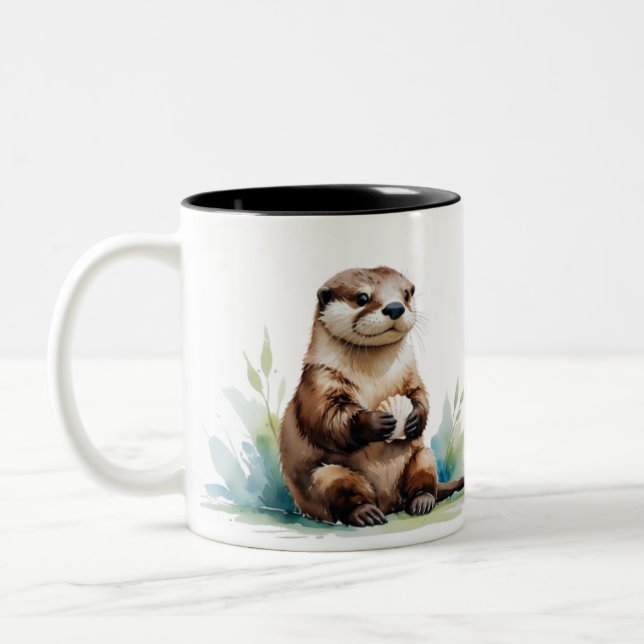 Watercolor Sea Otter Coffee Mug (Left)