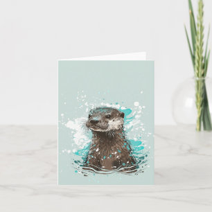 Watercolor Sea Otter Note Card