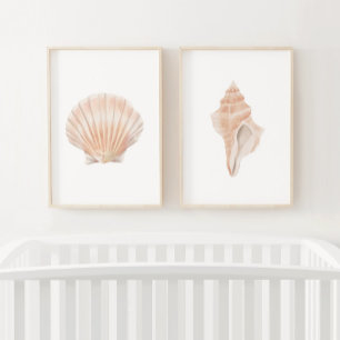 Watercolor Sea Shell Beach Decor
