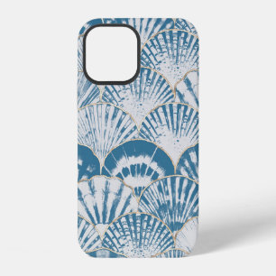 Watercolor sea shell japanese waves seamless patte iPhone 12 case