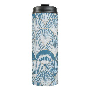 Watercolor sea shell japanese waves seamless patte thermal tumbler