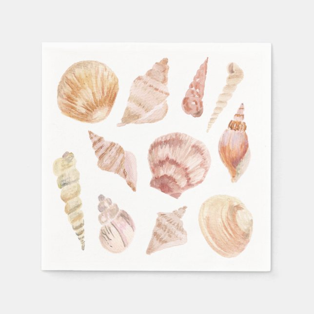 Watercolor Sea Shell Paper Napkin (Front)