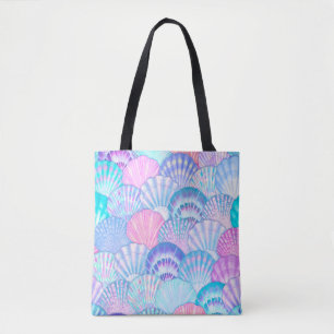 Watercolor sea shell seamless pattern. Hand drawn  Tote Bag