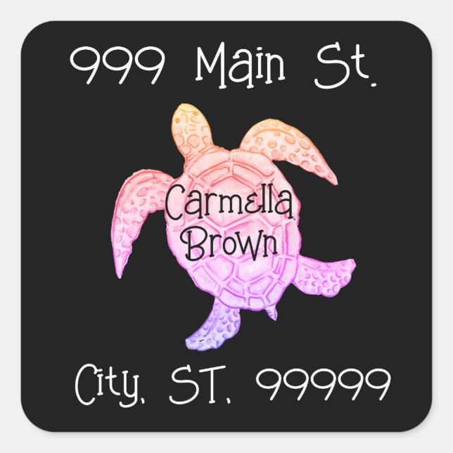 Watercolor sea turtle address label (Front)