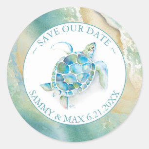 Watercolor Sea Turtle & Beach Envelope Seal