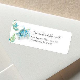 Watercolor Sea Turtle Beach Return Address Return Address Label