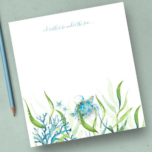 Watercolor Sea Turtle Beach Stationery Notepad