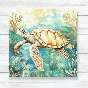 Watercolor Sea Turtle Canvas Print
