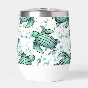watercolor sea turtle green blue pattern animal