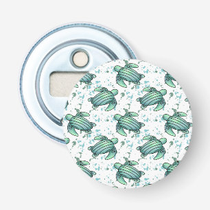 watercolor sea turtle green blue pattern animal bottle opener