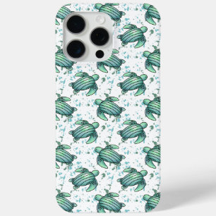 watercolor sea turtle green blue pattern animal iPhone 15 pro max case
