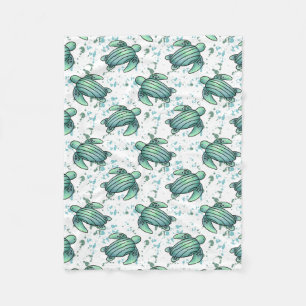 watercolor sea turtle green blue pattern animal fleece blanket