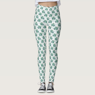 watercolor sea turtle green blue pattern animal leggings