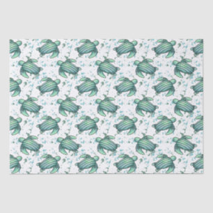 watercolor sea turtle green blue pattern animal tissue paper