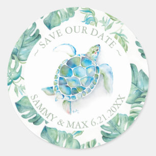 Watercolor Sea Turtle & Greenery Envelope Seal