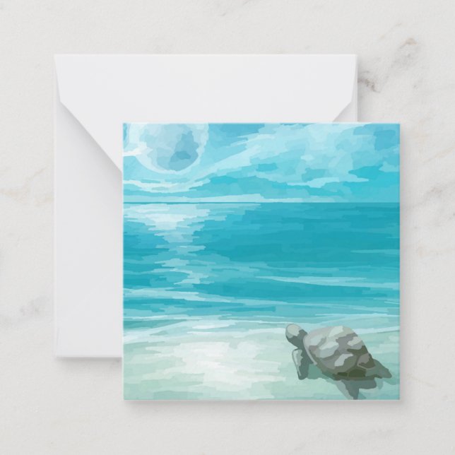 Watercolor Sea Turtle Nesting Card (Front)