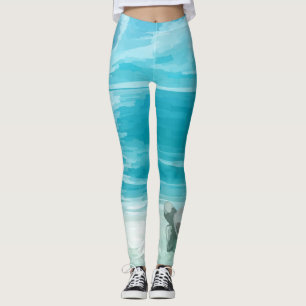 Watercolor Sea Turtle Nesting Leggings
