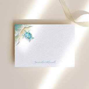 Watercolor Sea Turtle Ocean Personalized Note Card