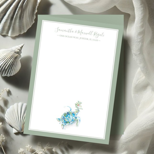 Watercolor Sea Turtle Personal Stationery Card (Creator Uploaded)