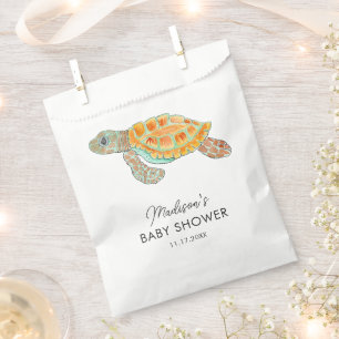 Watercolor Sea Turtle Personalised Baby Shower Favour Bag