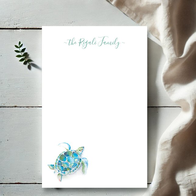 Watercolor Sea Turtle Personalised Stationery (Personalized stationery featuring watercolor sea turtle art by Victoria Grigaliunas Do Tell A Belle)