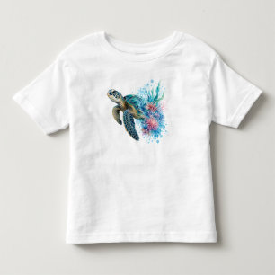 Watercolor Sea Turtle PNG Ocean Coastal Design Toddler T-Shirt