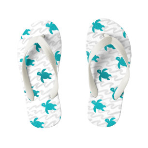 Watercolor Sea Turtle Shibori Wave Kid's Thongs