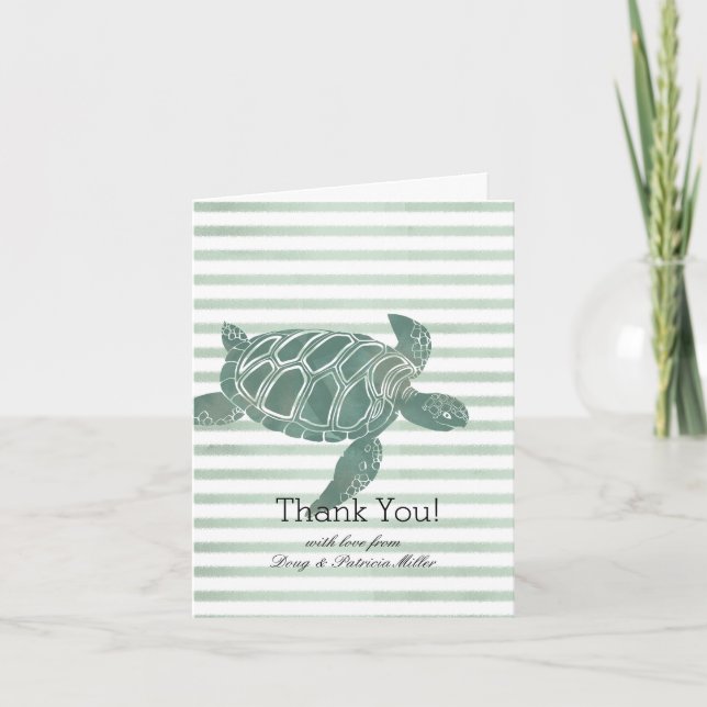 Watercolor Sea Turtle Stripes Thank You (Front)