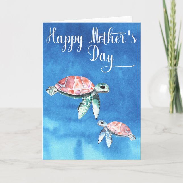 Watercolor Sea Turtles Happy Mother's day Card (Front)