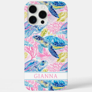 Watercolor Sea Turtles Monogrammed iPhone 16 Pro Max Case