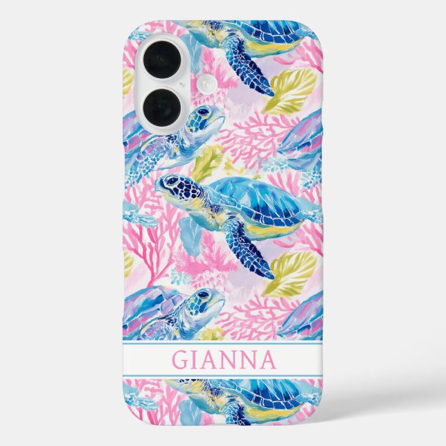 Watercolor Sea Turtles Monogrammed Case-Mate iPhone Case (Back)