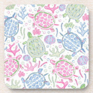 Watercolor Sea Turtles Ocean Coaster