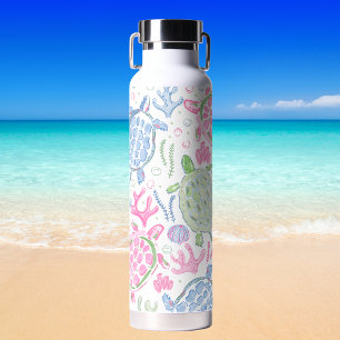 Watercolor Sea Turtles Ocean Water Bottle